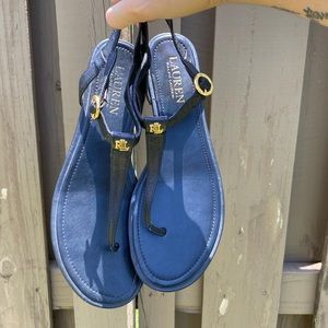 Lauren Ralph Lauren Shoes | Lauren Ralph Lauren Olivea Black T-Strap Sandals Womens 7.5 | Color: Black | Size: 7.5 | Gatogothrift620's Closet